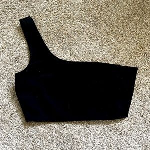 Super down black one strap tank